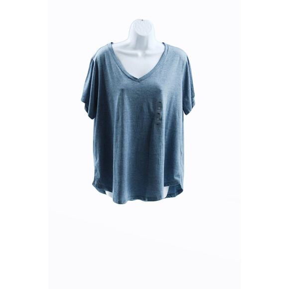 Style & Co Plus Size Solid Burnout T-Shirt Size 1X Blue - Picture 3 of 4